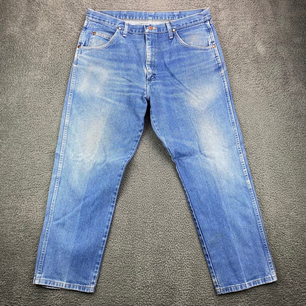 Wrangler Jeans Mens 38x30 Blue Denim Pants Regular Fit Workwear Casual‎